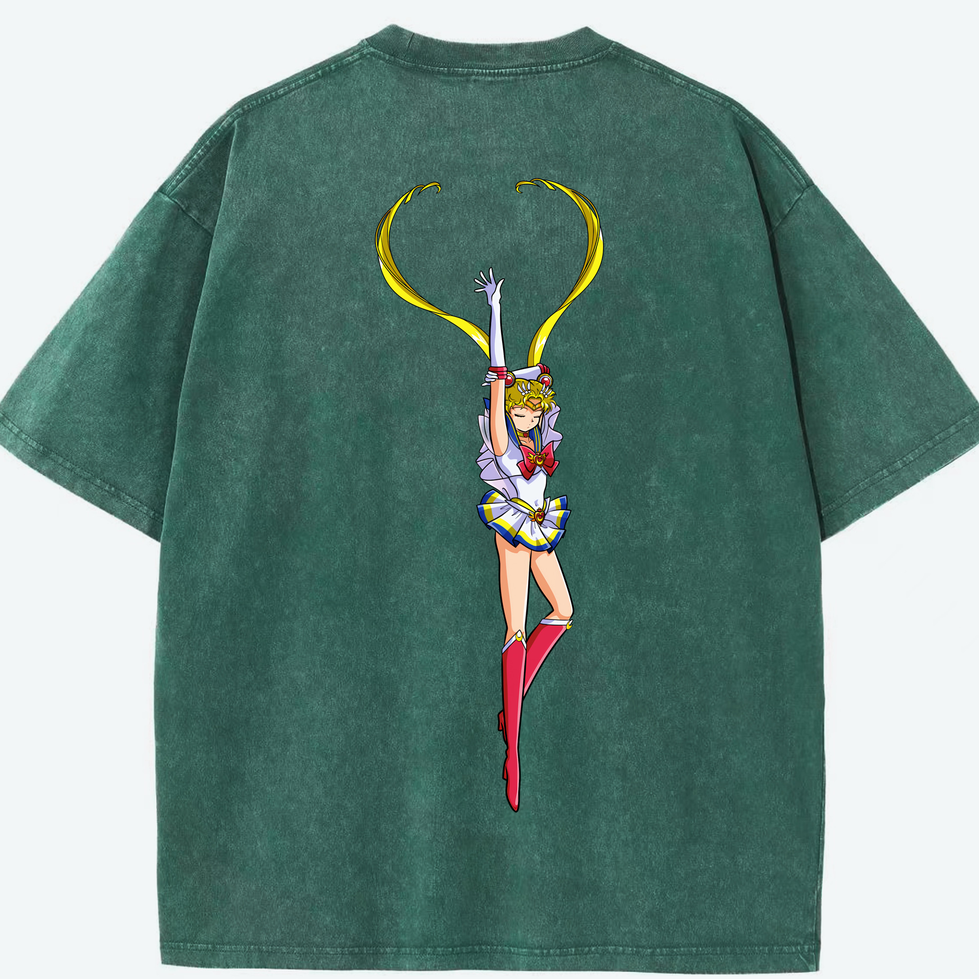 （画像用） 美少女戦士セーラームーン 月野 うさぎ つきの うさぎ Sailor Moon Tsukino Usagi 綿100% ヴィンテージ風 半袖Tシャツ（背面プリント）